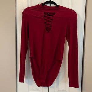 Forever21 laced-up long sleeve body suit